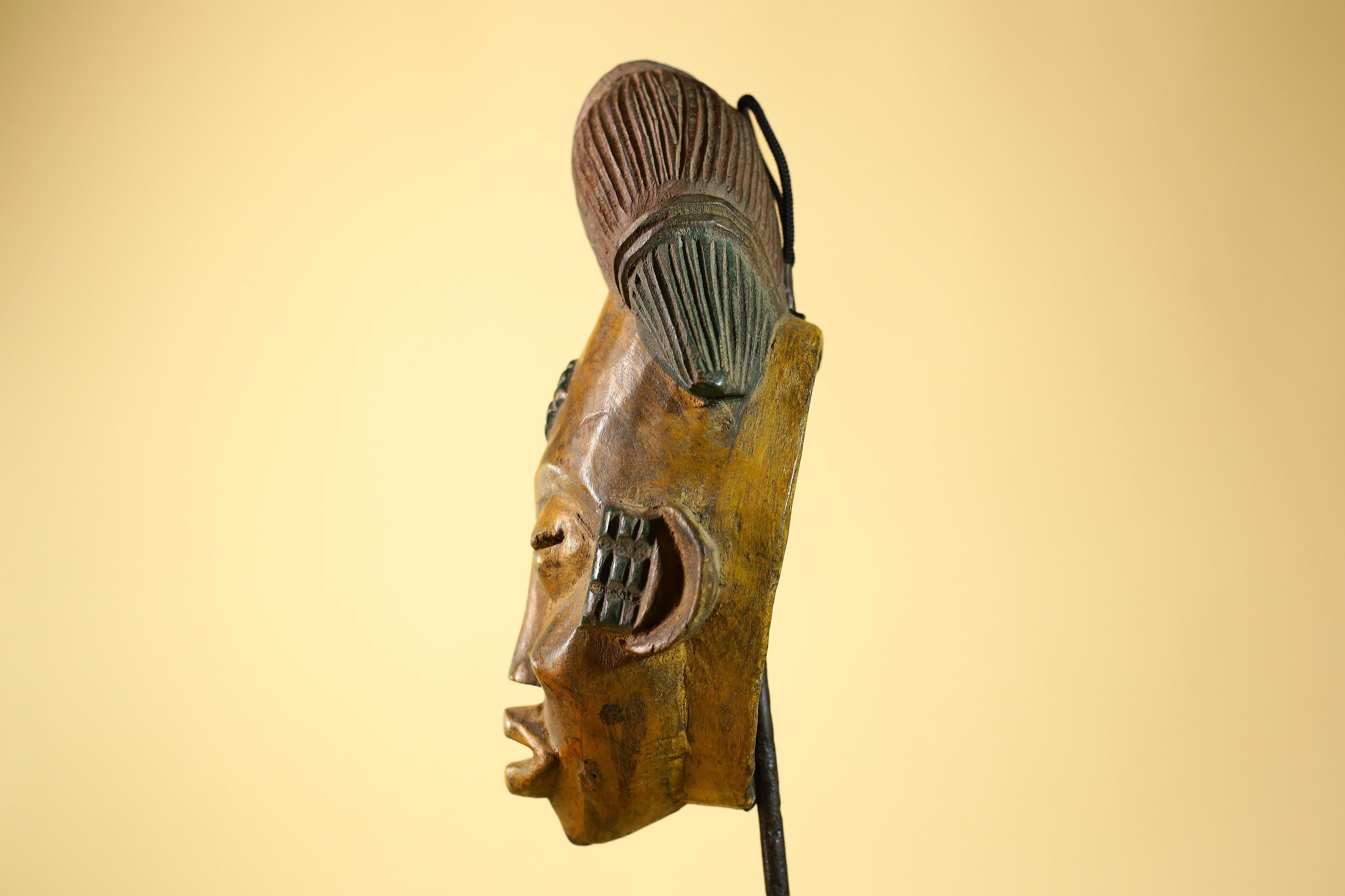 African Baule Mask- Tribal Wood Wall Art, Handmade Vintage Unique Decor-G6233