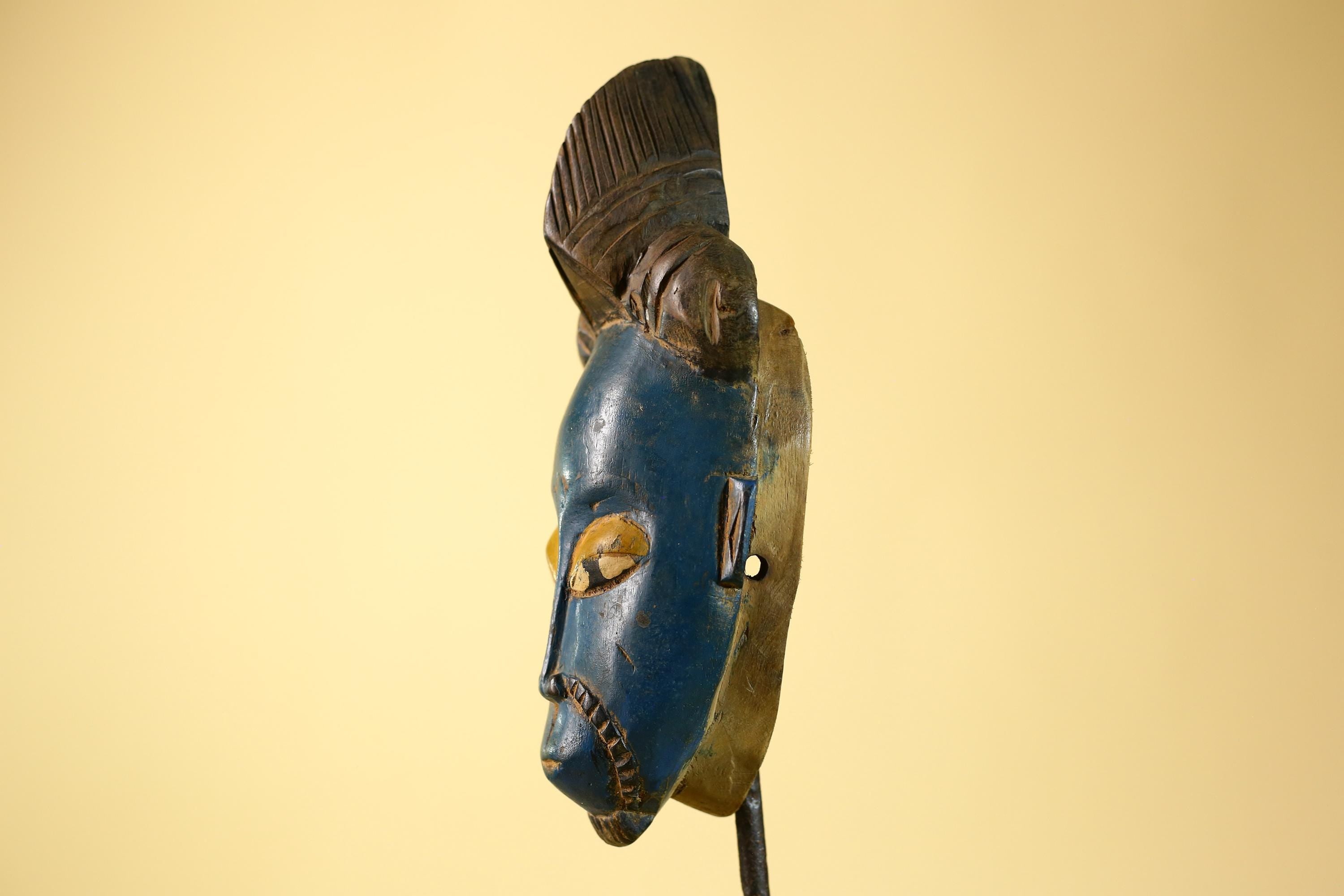 African Baule Mask- Hand Carved Wood Tribal Wall Art Vintage Decor-G6234