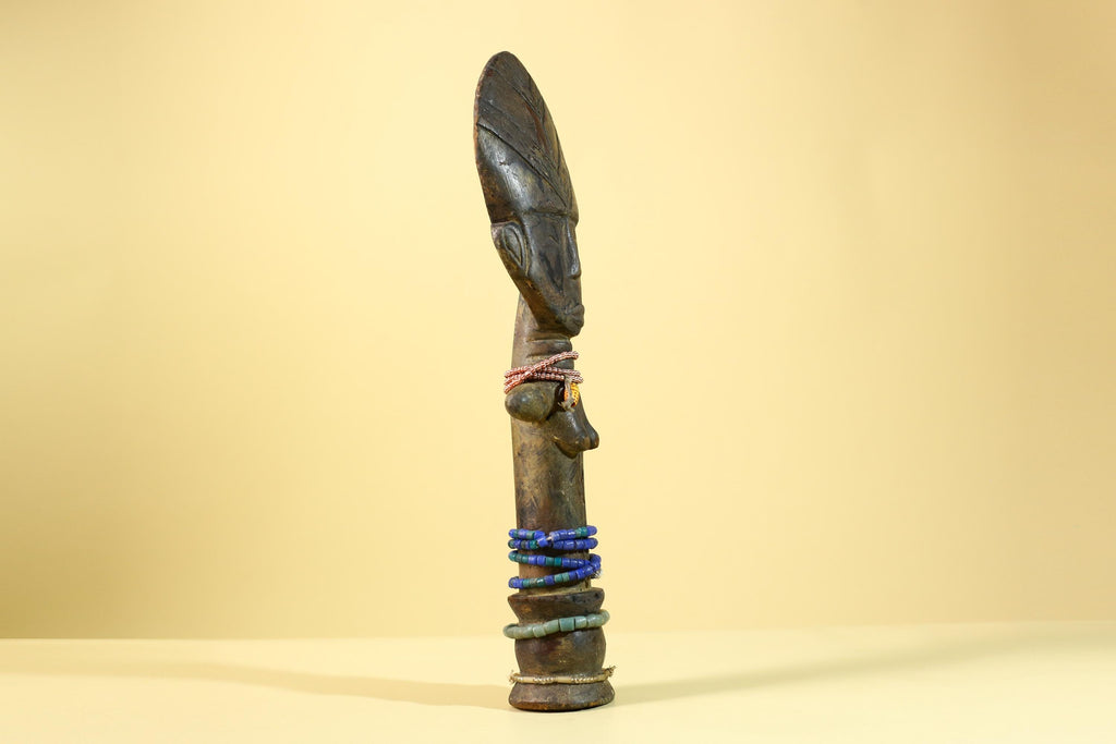 African Hand Carved Wooden Yoruba Figure- Tribal Art Vintage Sculpture-G6236