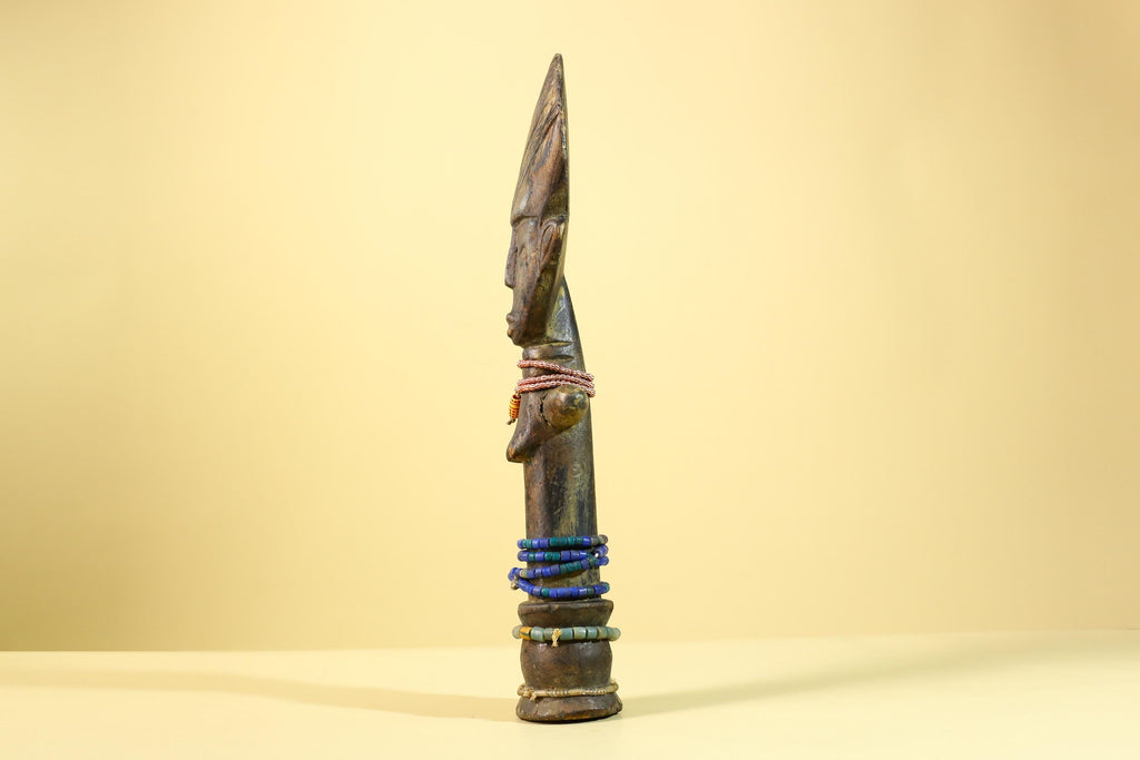 African Hand Carved Wooden Yoruba Figure- Tribal Art Vintage Sculpture-G6236