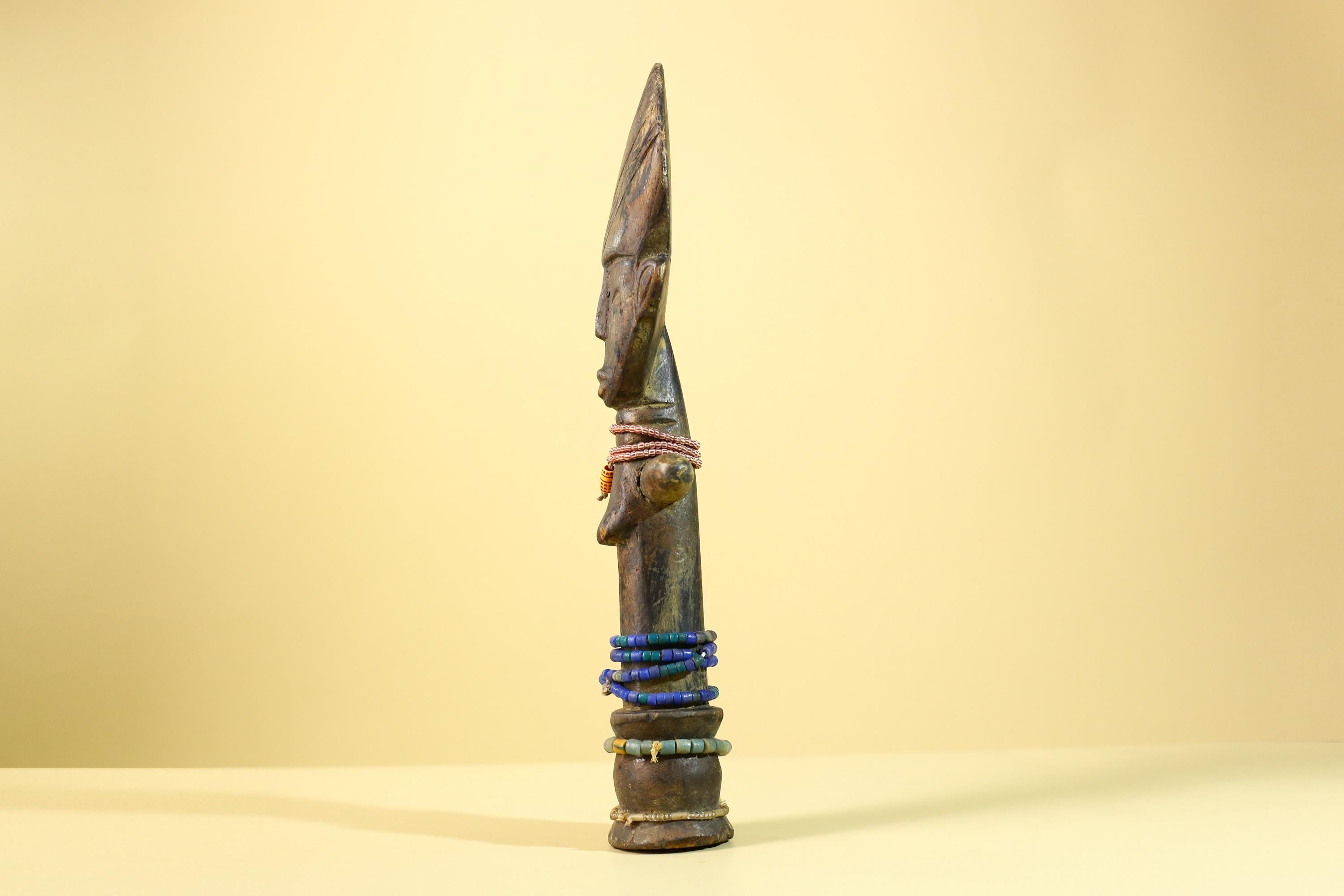 African Hand Carved Wooden Yoruba Figure- Tribal Art Vintage Sculpture-G6236