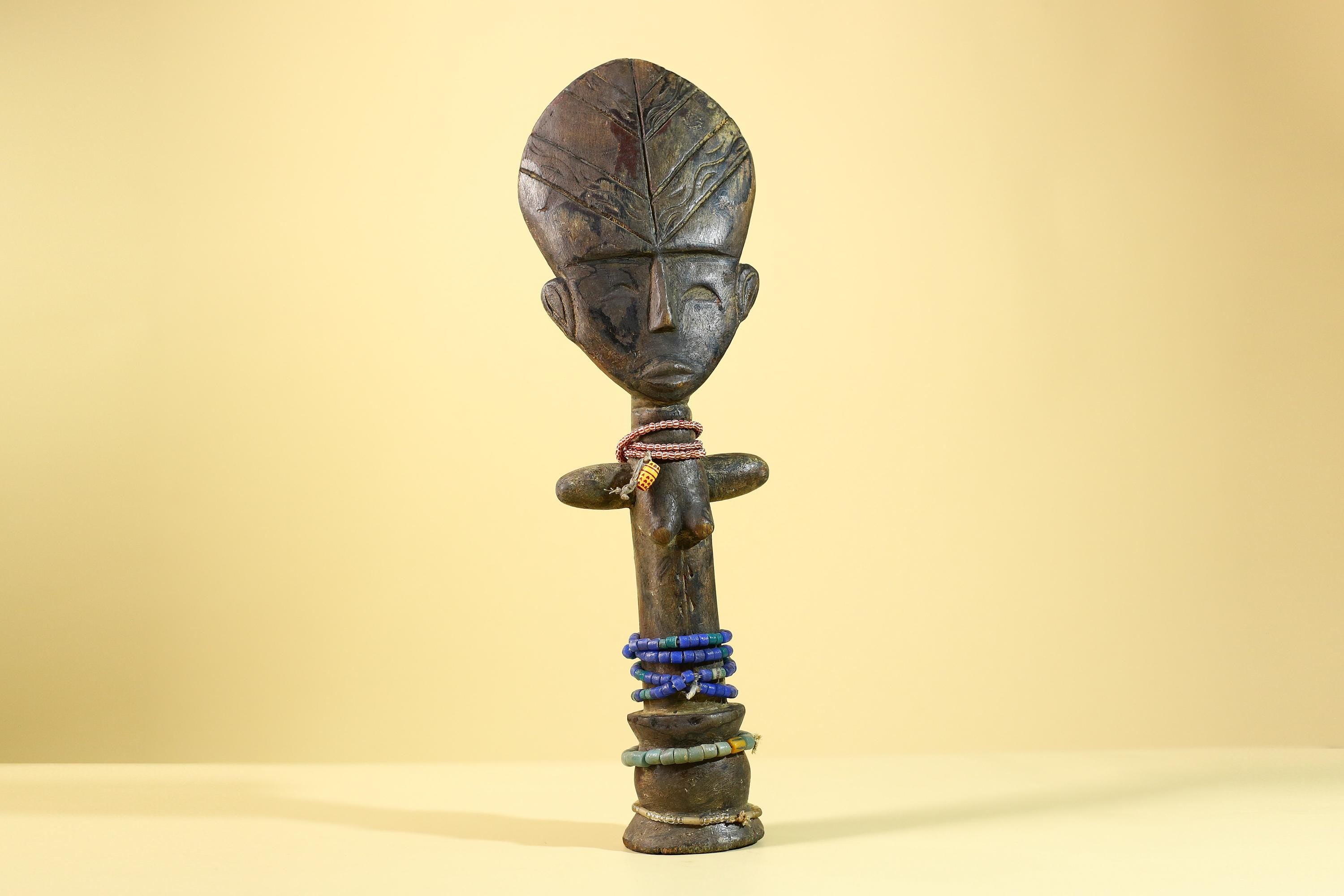 African Hand Carved Wooden Yoruba Figure- Tribal Art Vintage Sculpture-G6236