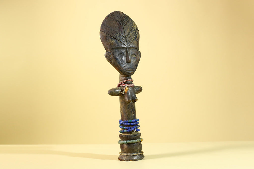 African Hand Carved Wooden Yoruba Figure- Tribal Art Vintage Sculpture-G6236