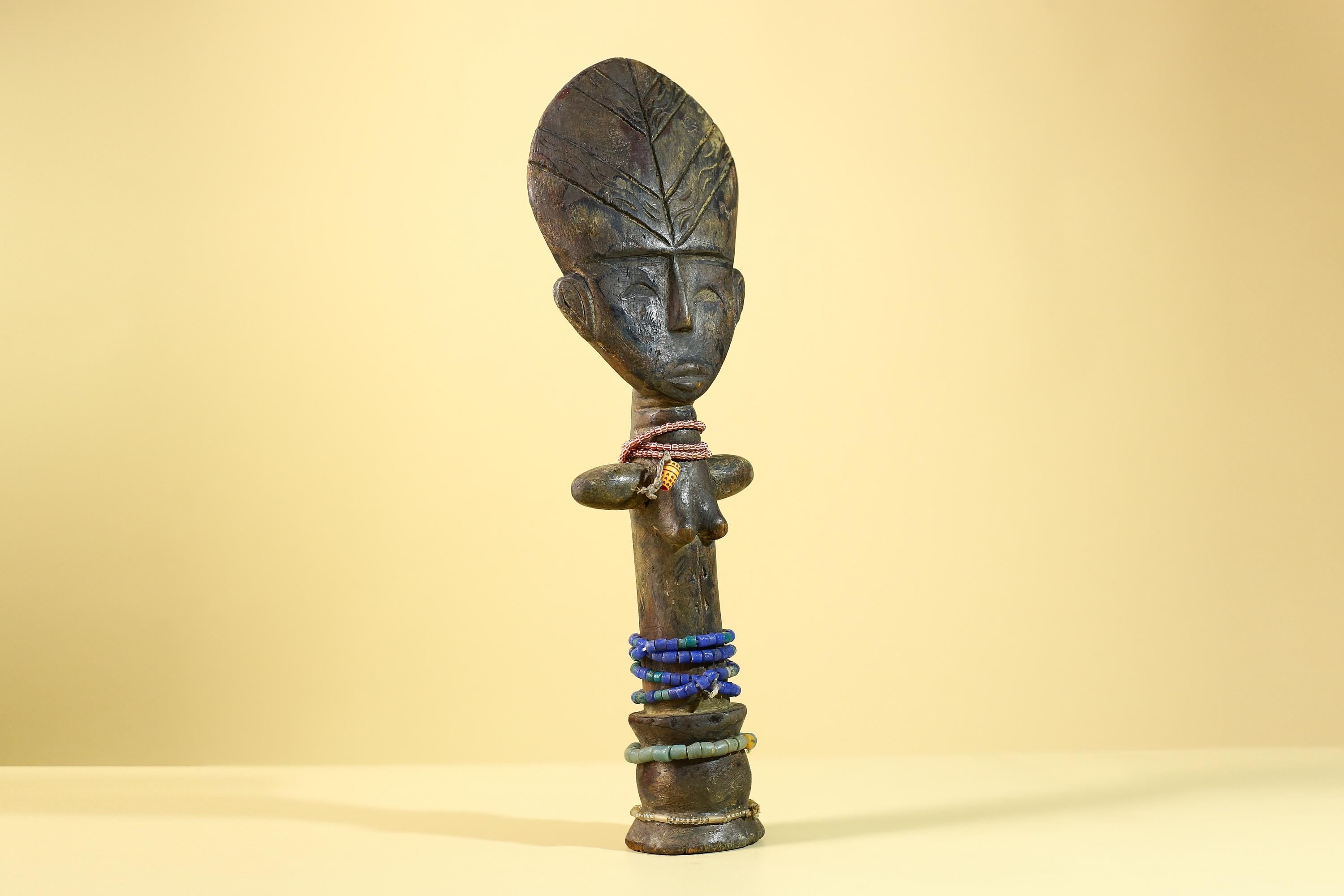 African Hand Carved Wooden Yoruba Figure- Tribal Art Vintage Sculpture-G6236