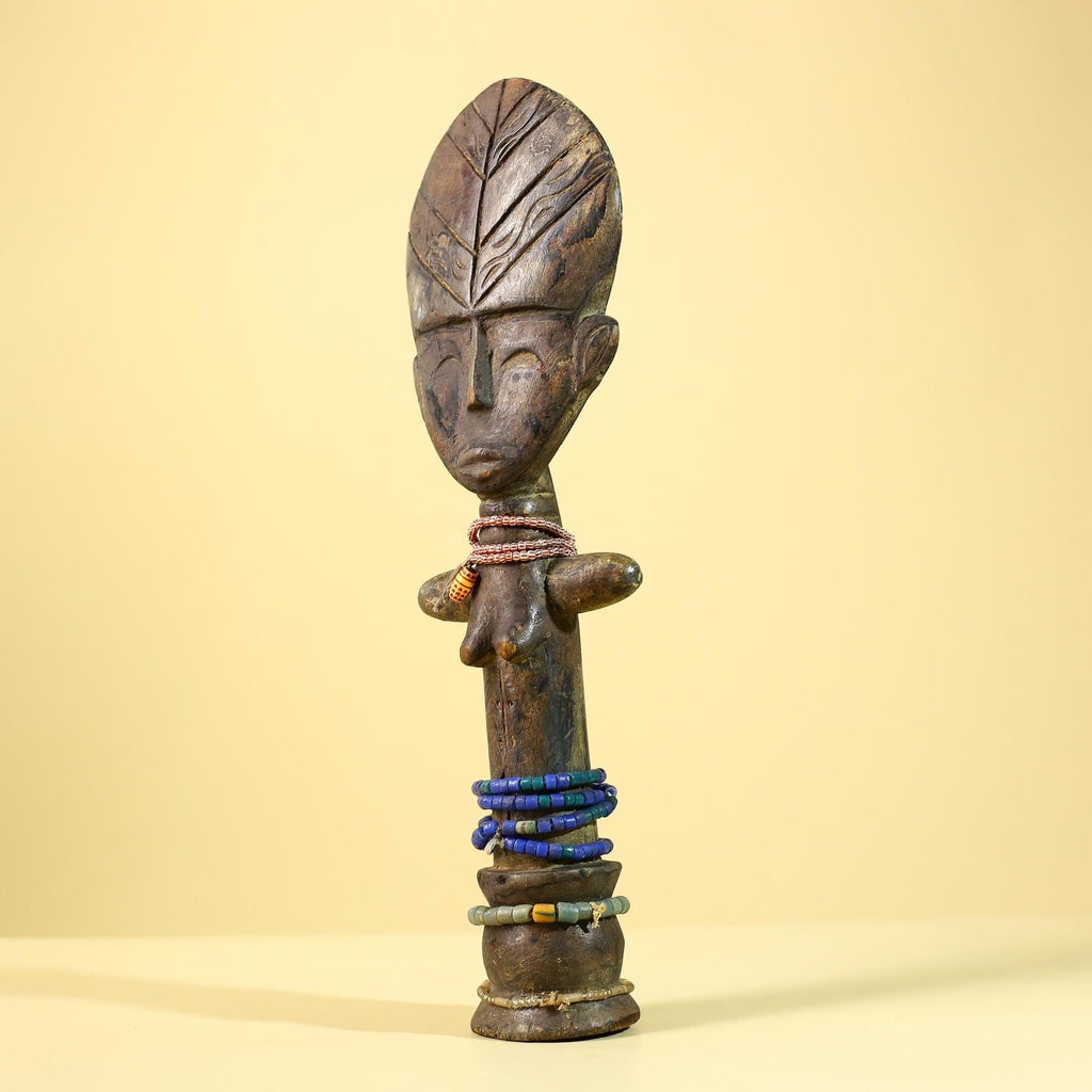 African Hand Carved Wooden Yoruba Figure- Tribal Art Vintage Sculpture-G6236