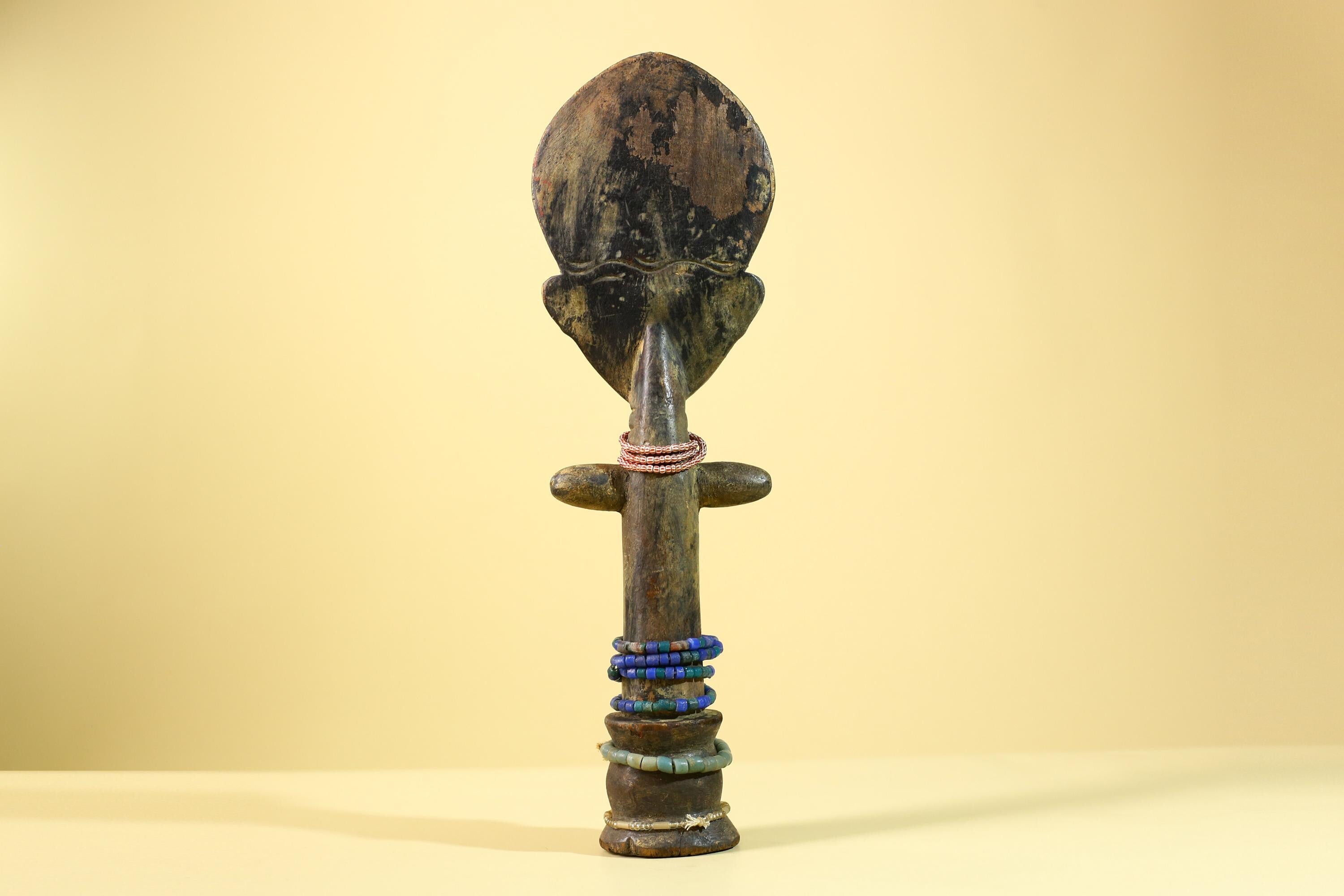 African Hand Carved Wooden Yoruba Figure- Tribal Art Vintage Sculpture-G6236