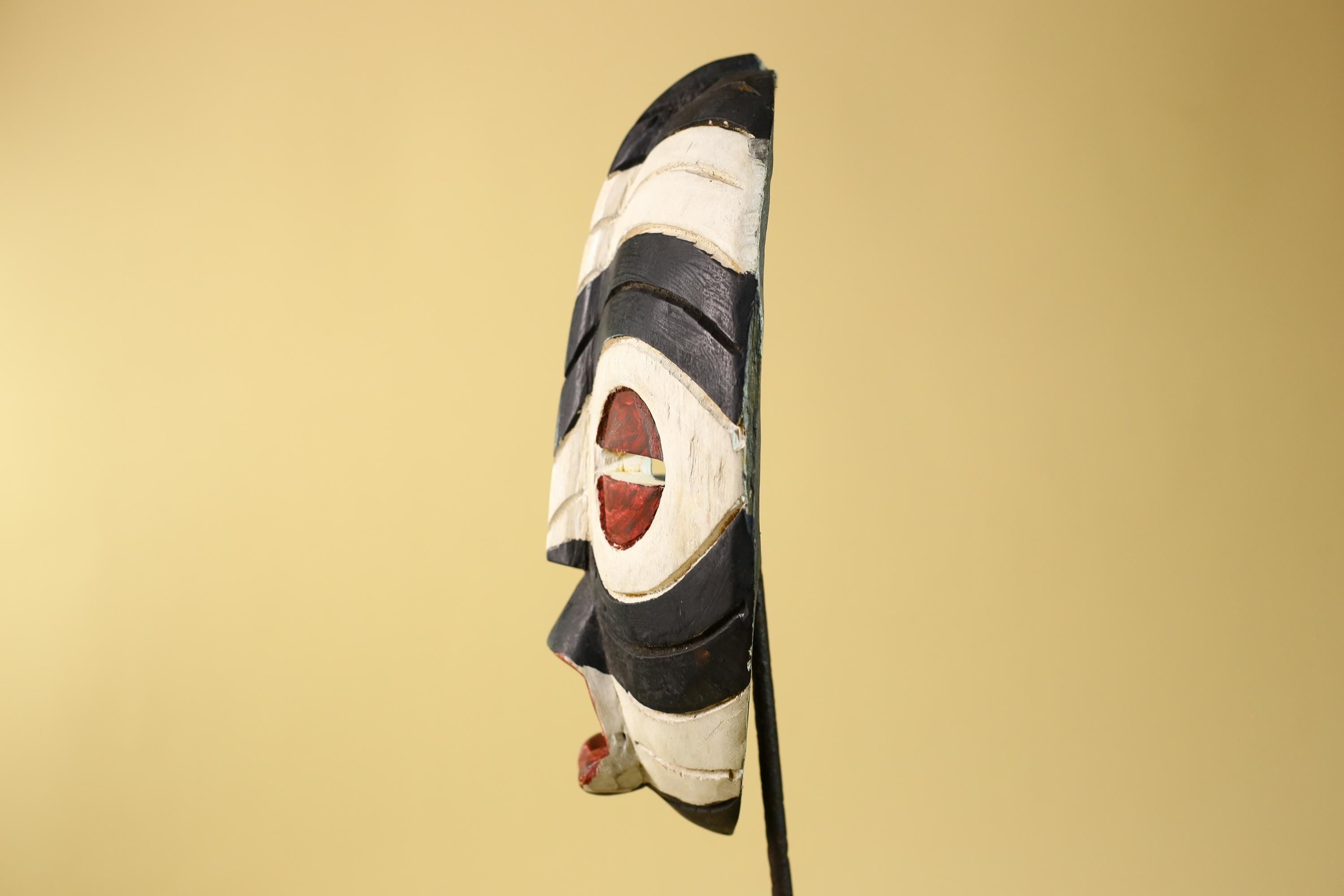 African Plank Ritual Mask- Hand Painted Wood Tribal Wall Art-G6238