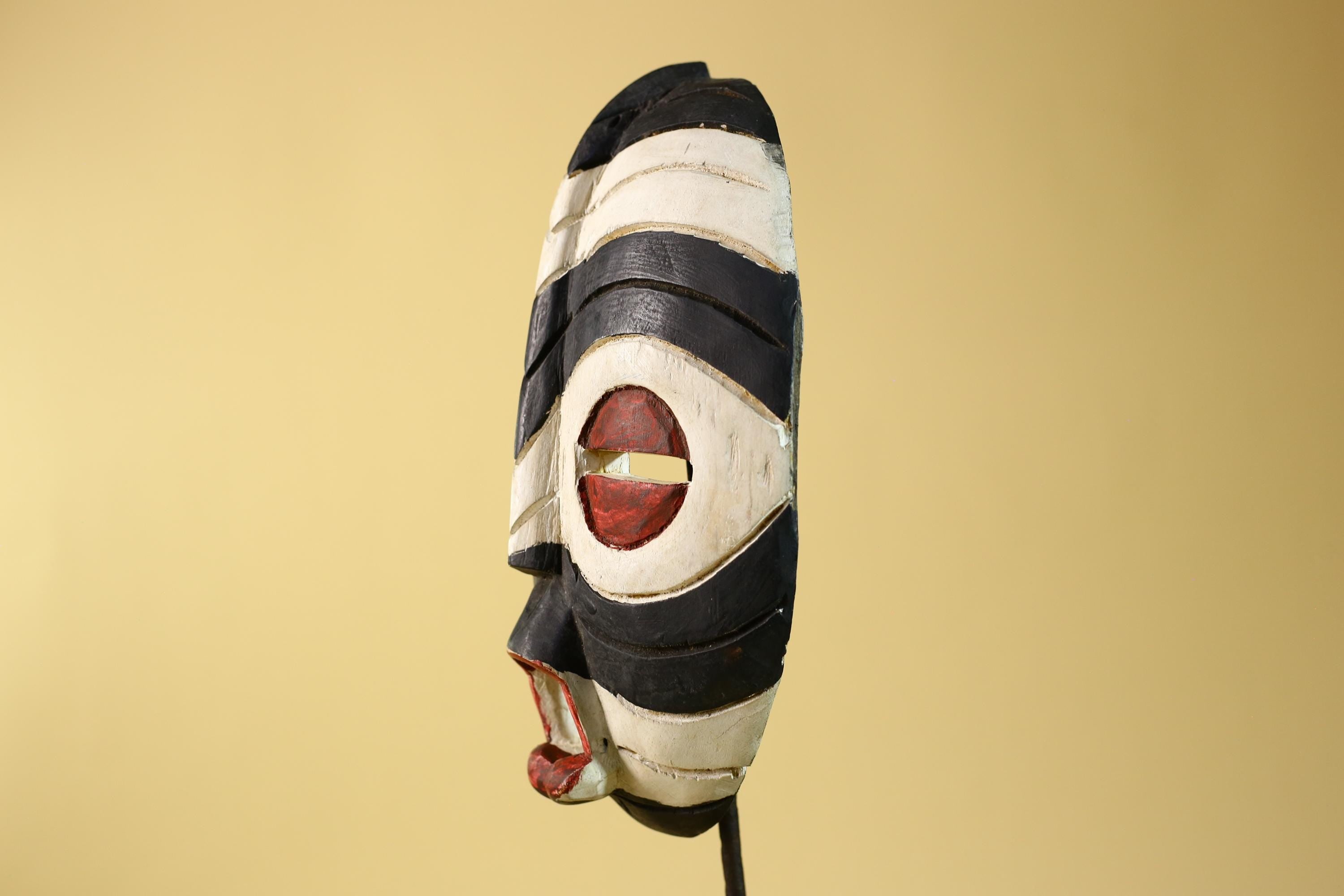 African Plank Ritual Mask- Hand Painted Wood Tribal Wall Art-G6238