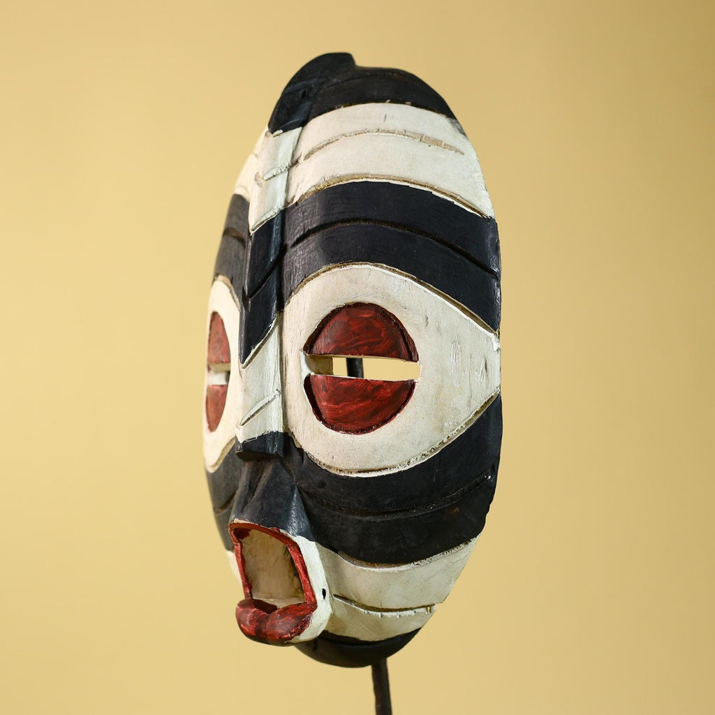 African Plank Ritual Mask- Hand Painted Wood Tribal Wall Art-G6238