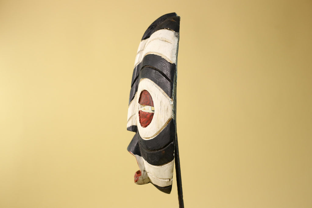 African Plank Ritual Mask- Hand Painted Wood Tribal Wall Art-G6238