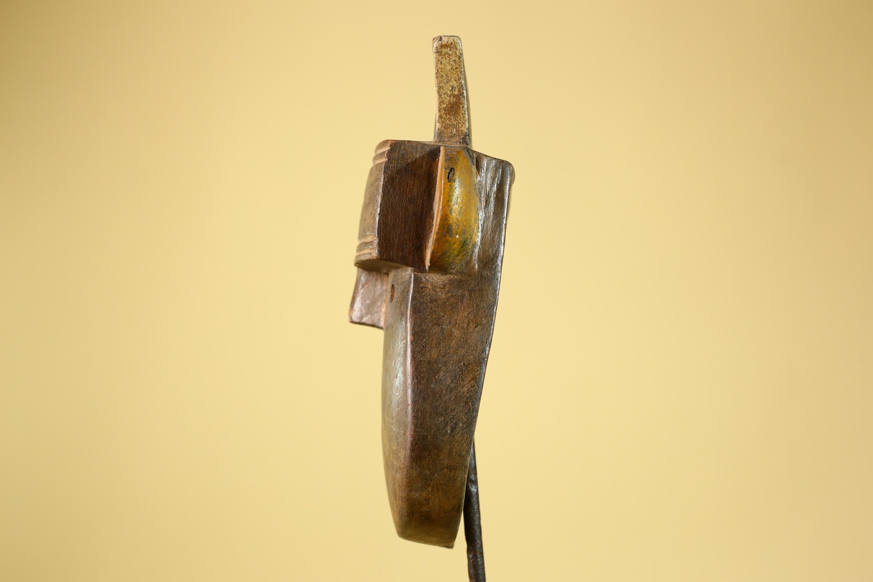 Authentic Dan Horn Mask, African Tribal Ceremony Wall Sculpture-G6244