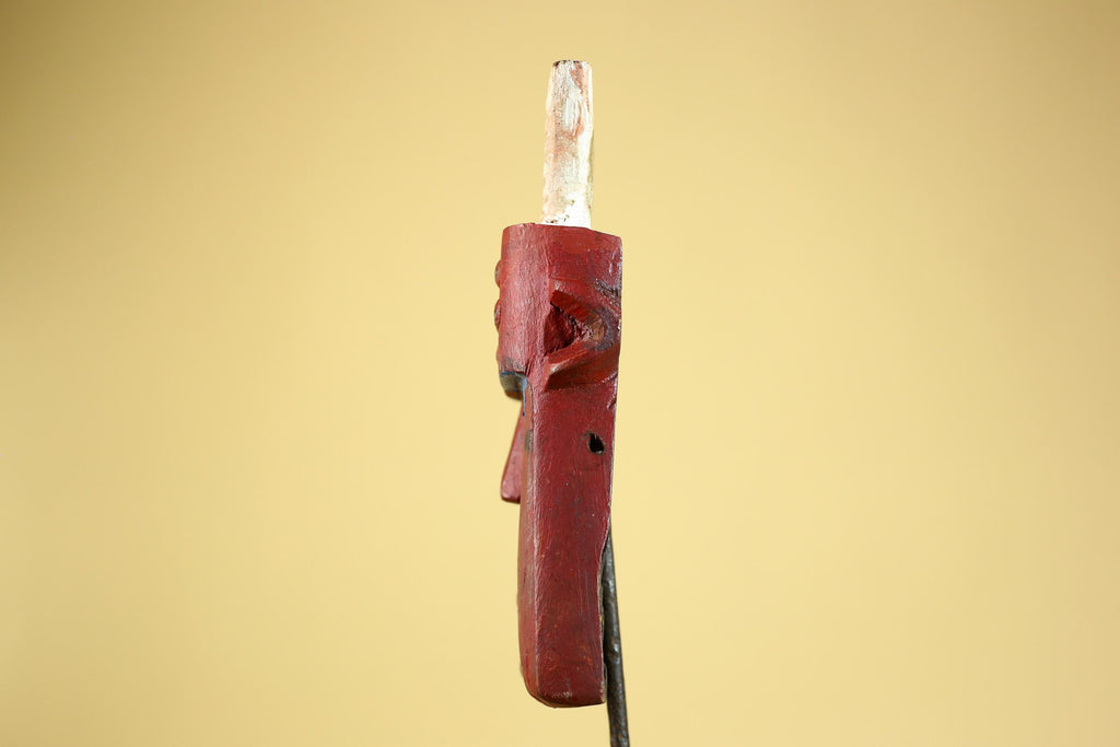 Bwa Style Horned Mask; Red Plank African Tribal Art, Handmade Wood-G6245