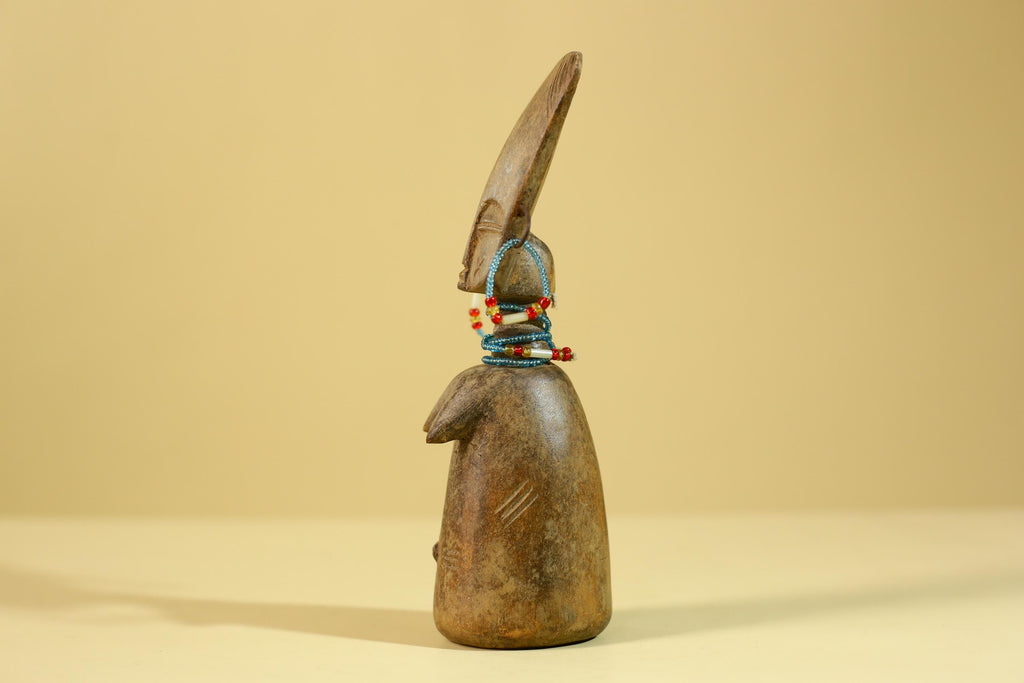 African Wooden Figure Hand-Carved With Beaded Decoration-G6296