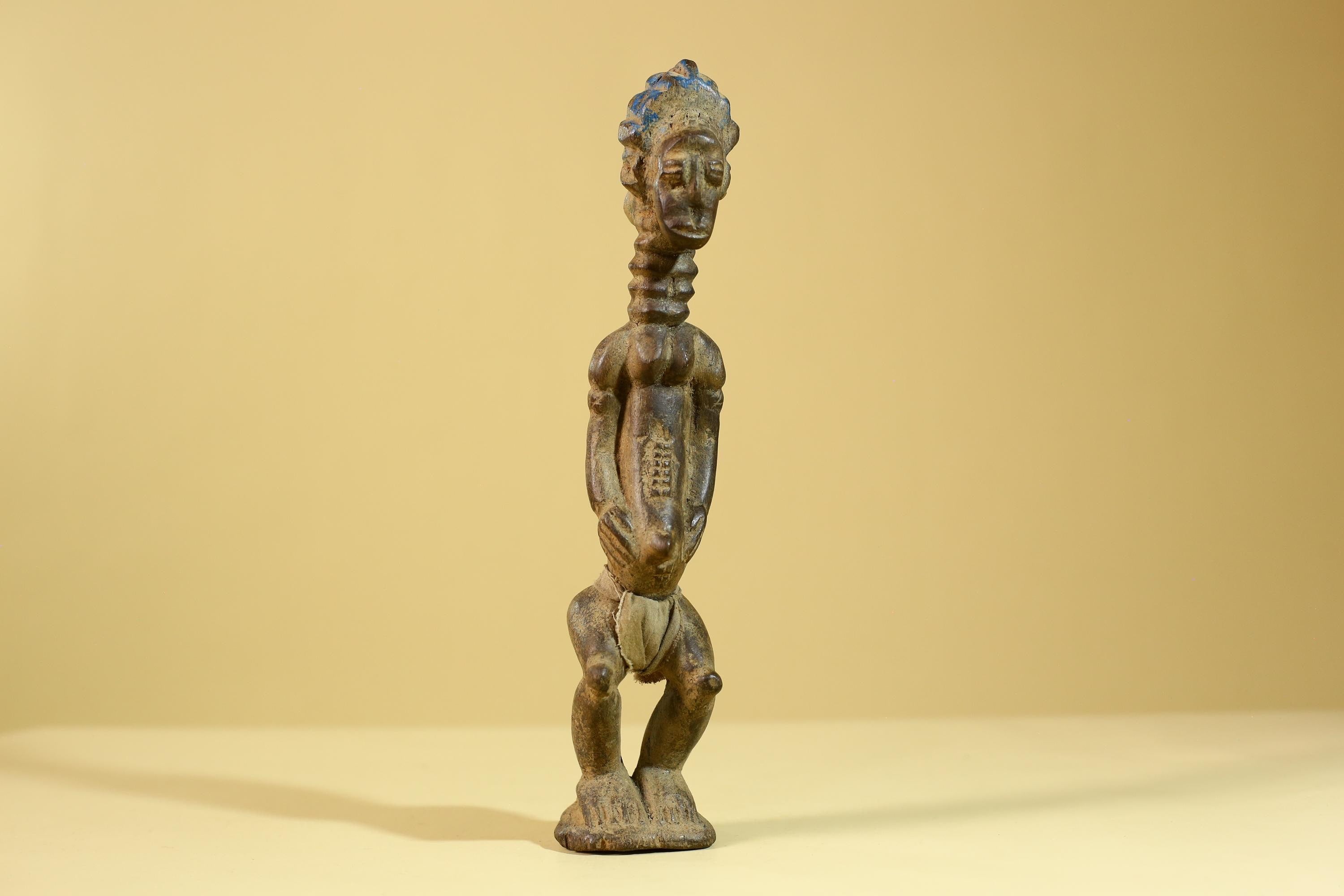 African Wooden Standing Figure Hand Carved With Elongated Neck-G6297