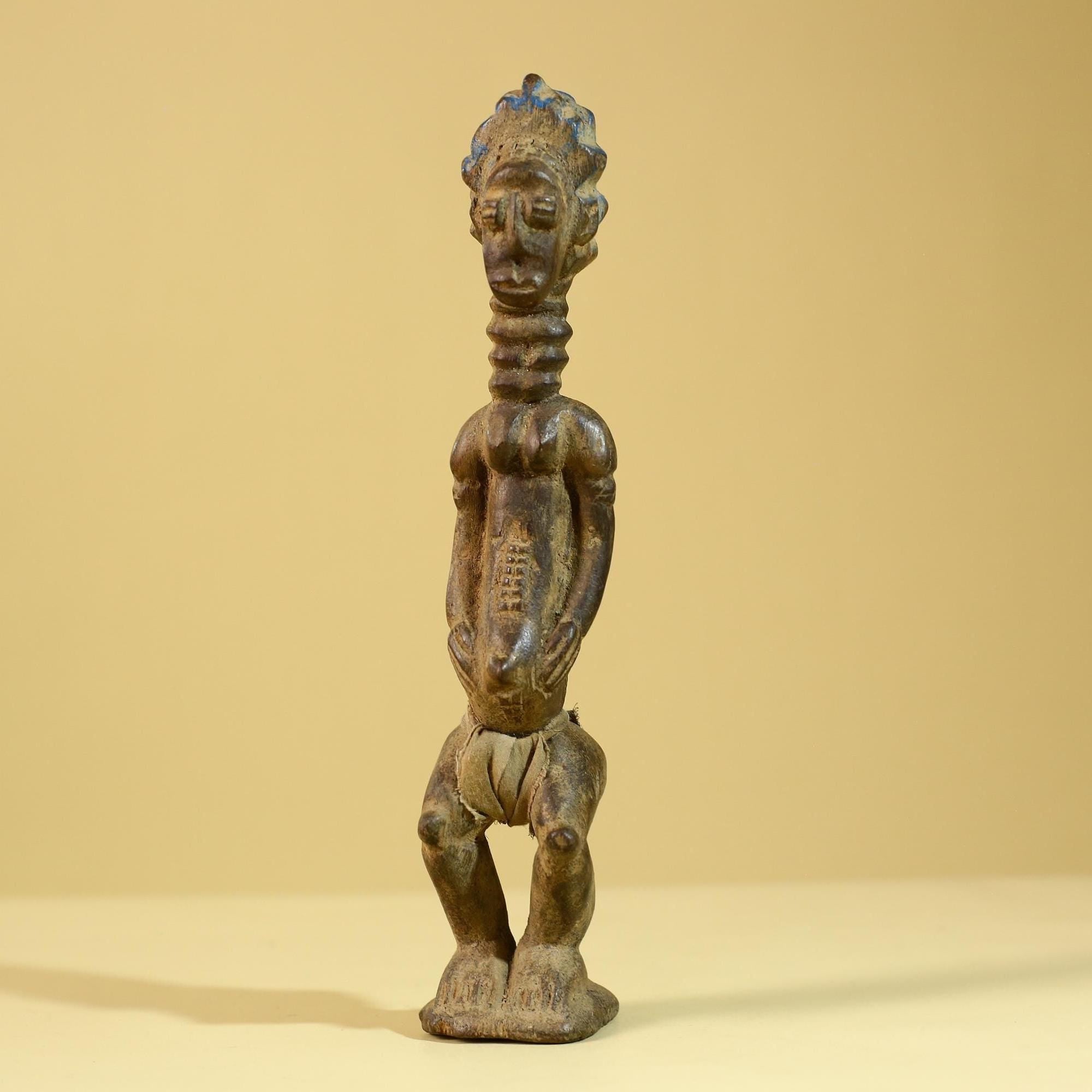 African Wooden Standing Figure Hand Carved With Elongated Neck-G6297