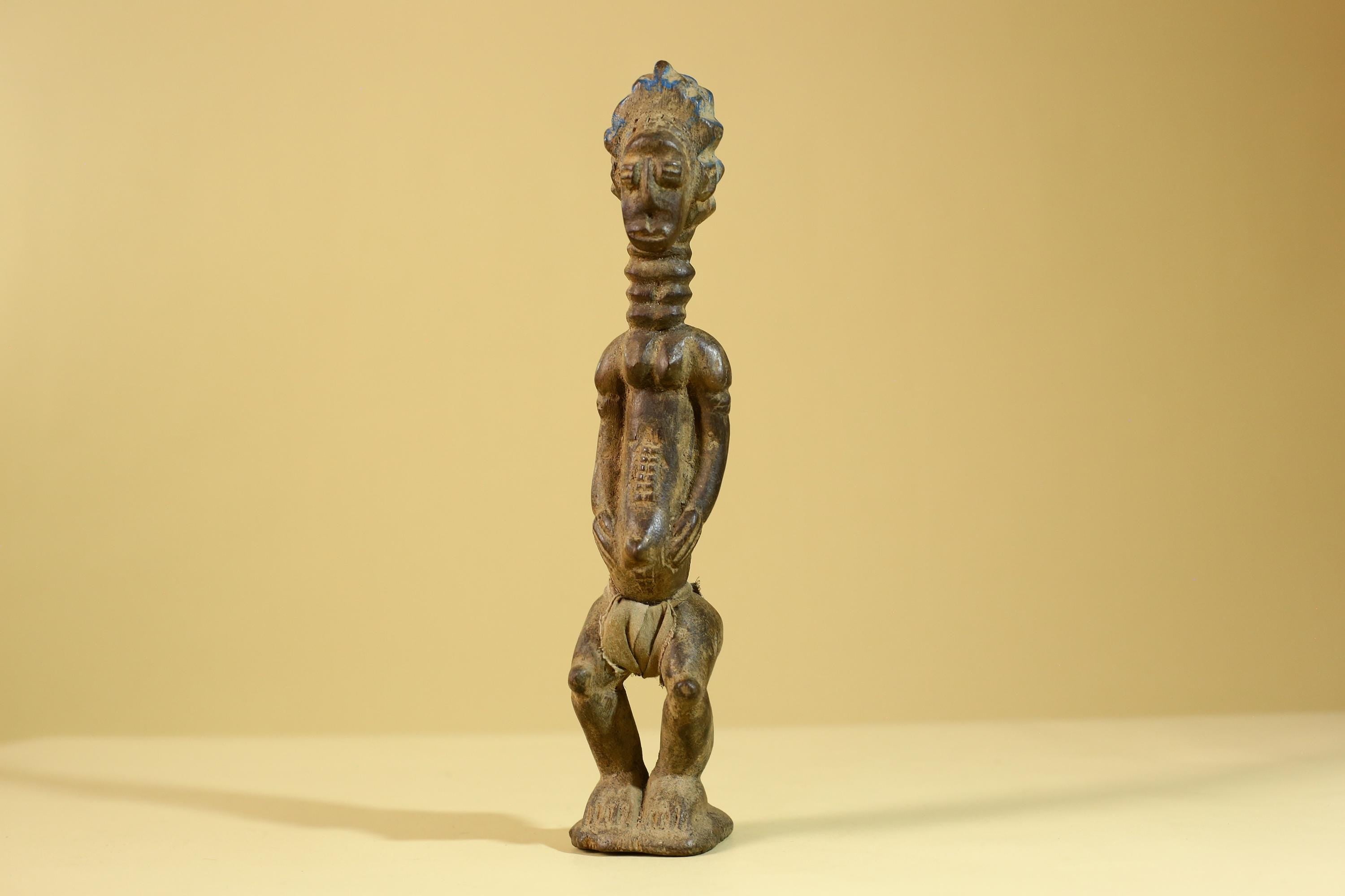 African Wooden Standing Figure Hand Carved With Elongated Neck-G6297