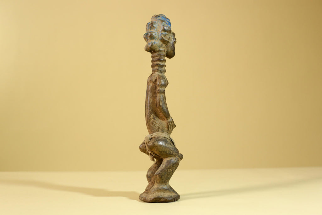 African Wooden Standing Figure Hand Carved With Elongated Neck-G6297