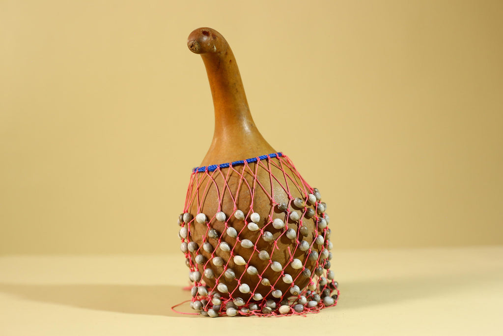 African Gourd Rattle Shaker Handcrafted With Beaded Net Percussion-G6298