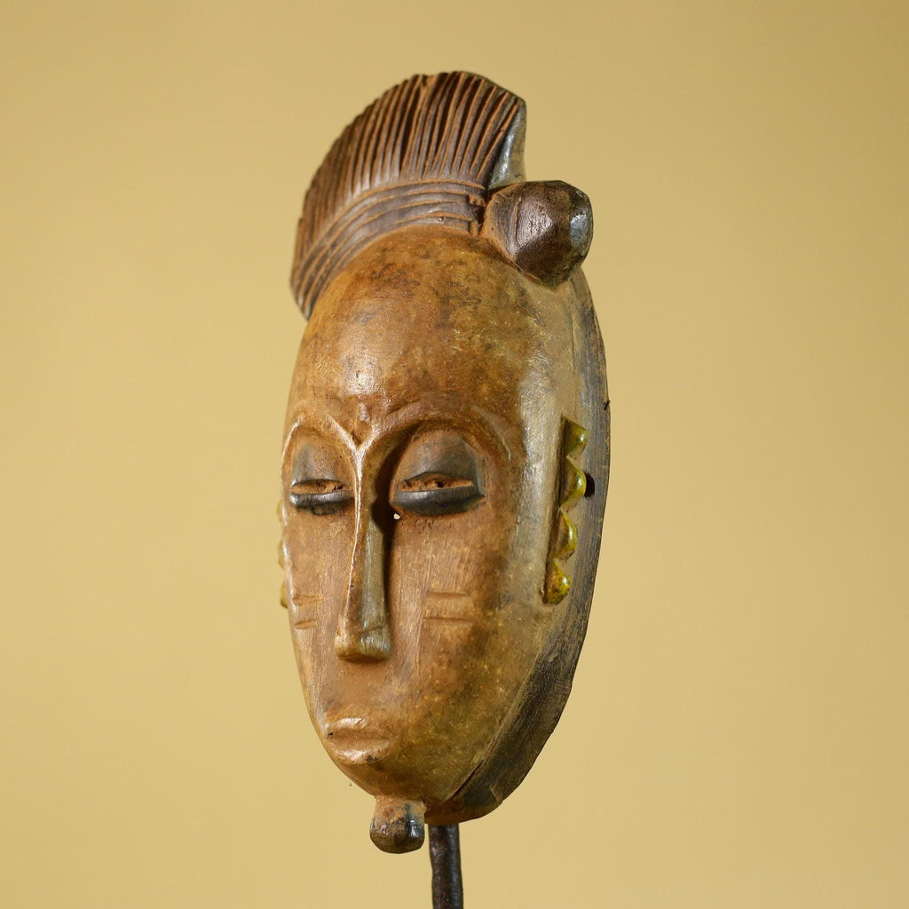African Carved Wooden Mask Small Hand Carved Tribal Decor-G6303