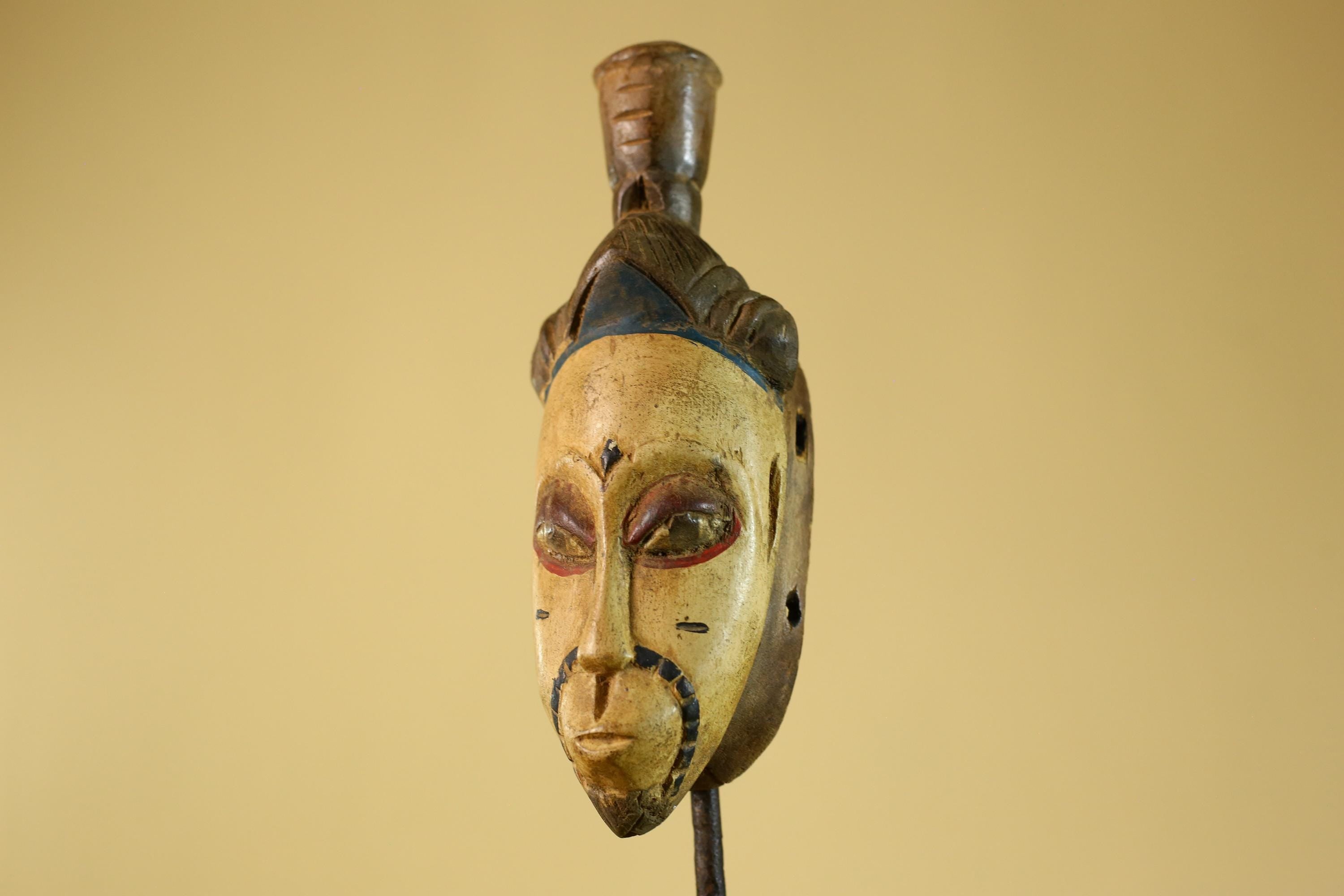African Tribal Wooden Mask Hand Carved Vintage Wall Art Decorative Sculpture-G6304