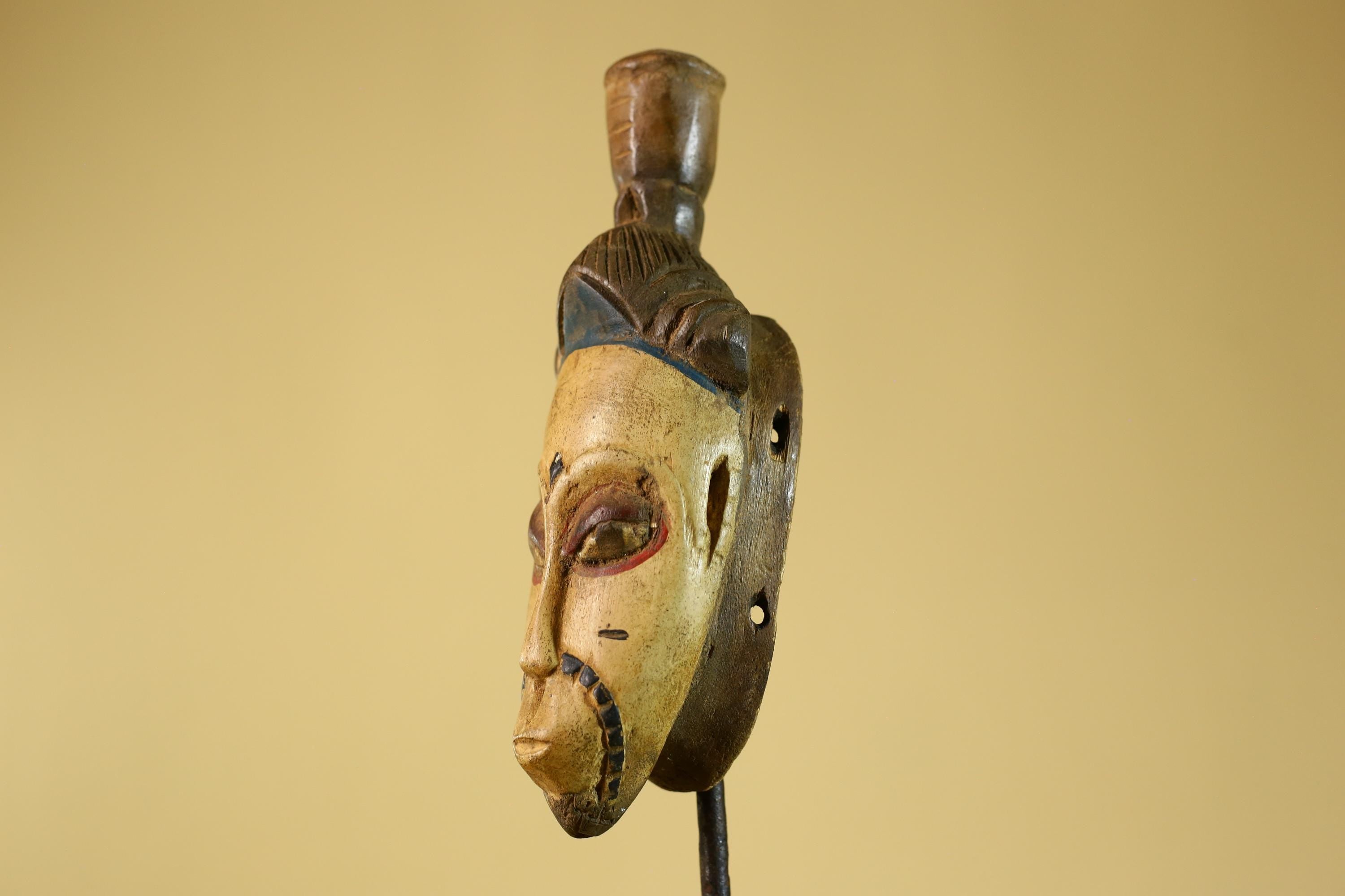 African Tribal Wooden Mask Hand Carved Vintage Wall Art Decorative Sculpture-G6304