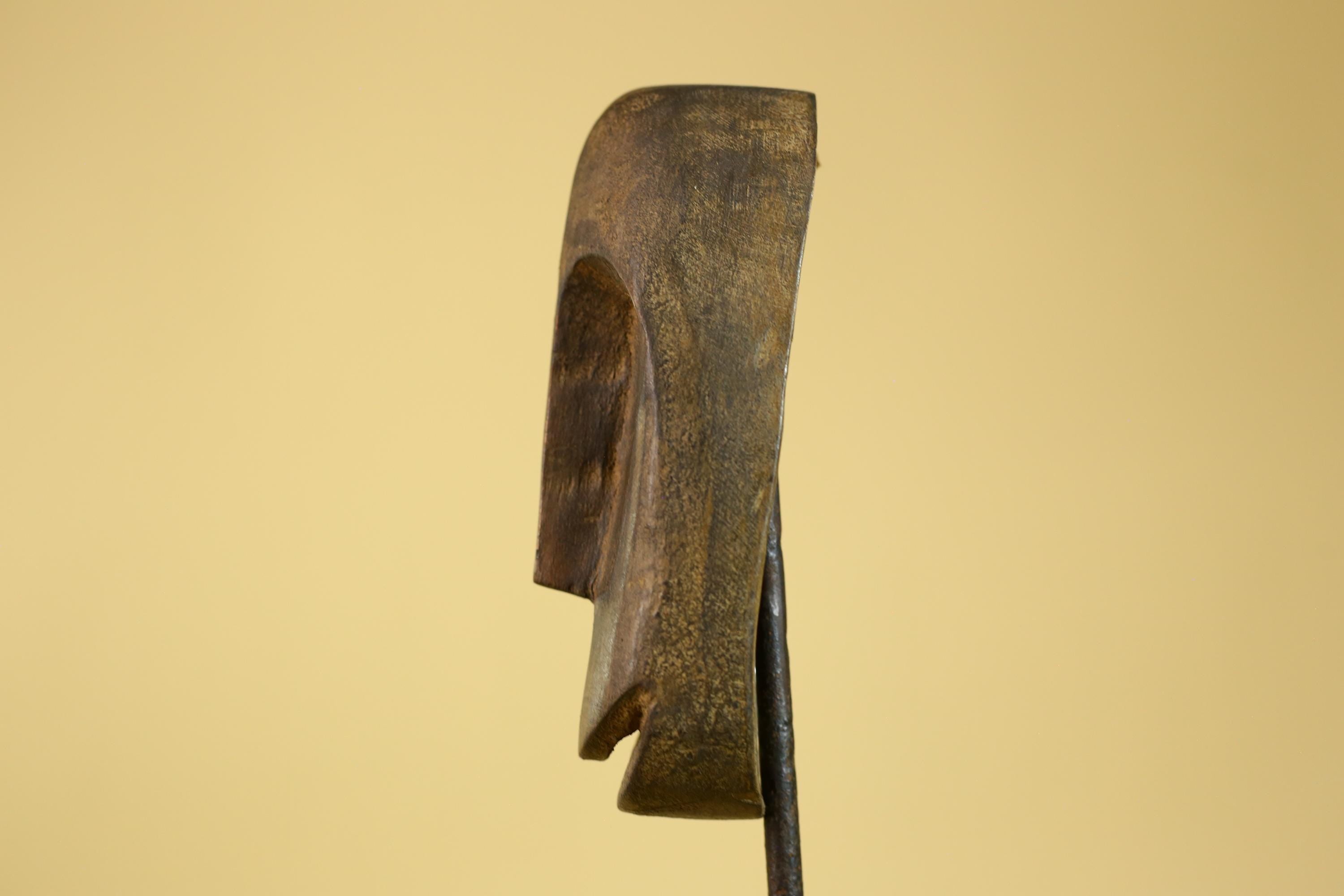 African Tribal Wooden Mask Hand Carved Elongated Face Ethnographic Decor-G6305