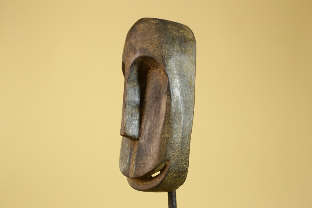 African Tribal Wooden Mask Hand Carved Elongated Face Ethnographic Decor-G6305
