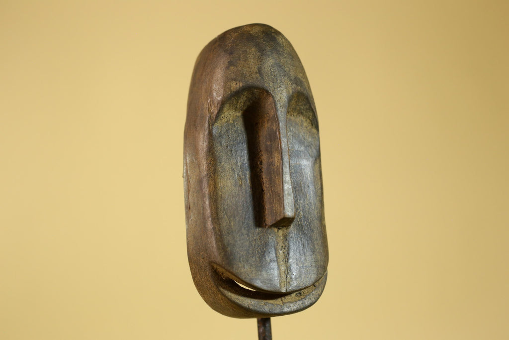 African Tribal Wooden Mask Hand Carved Elongated Face Ethnographic Decor-G6305