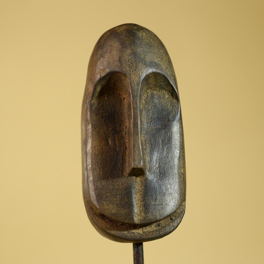 African Tribal Wooden Mask Hand Carved Elongated Face Ethnographic Decor-G6305