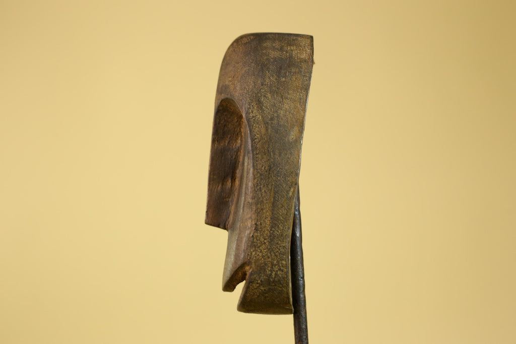 African Tribal Wooden Mask Hand Carved Elongated Face Ethnographic Decor-G6305
