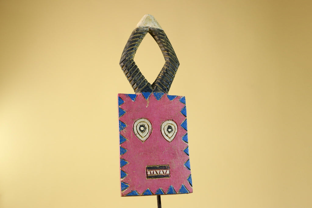 African Bwa Mask Painted Wood Tribal Handmade Vintage African Art-G6247