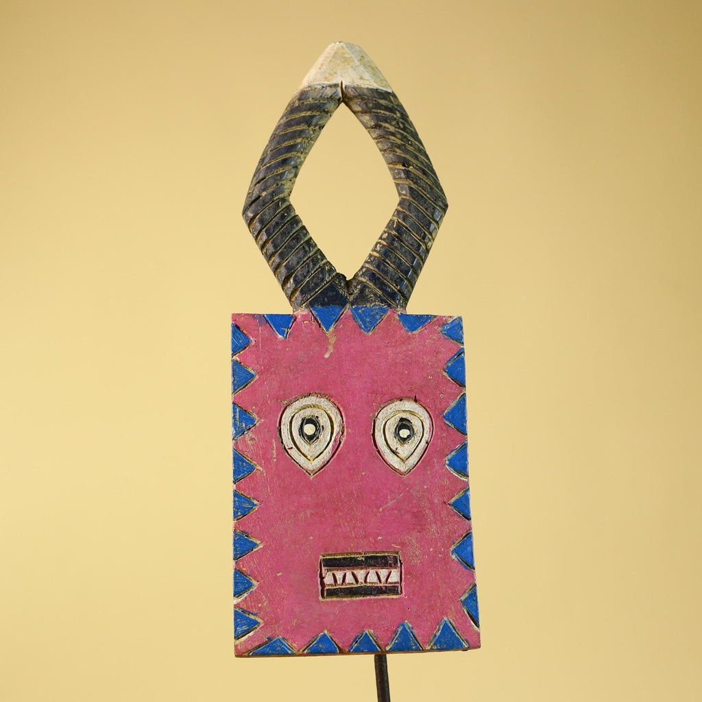 African Bwa Mask Painted Wood Tribal Handmade Vintage African Art-G6247