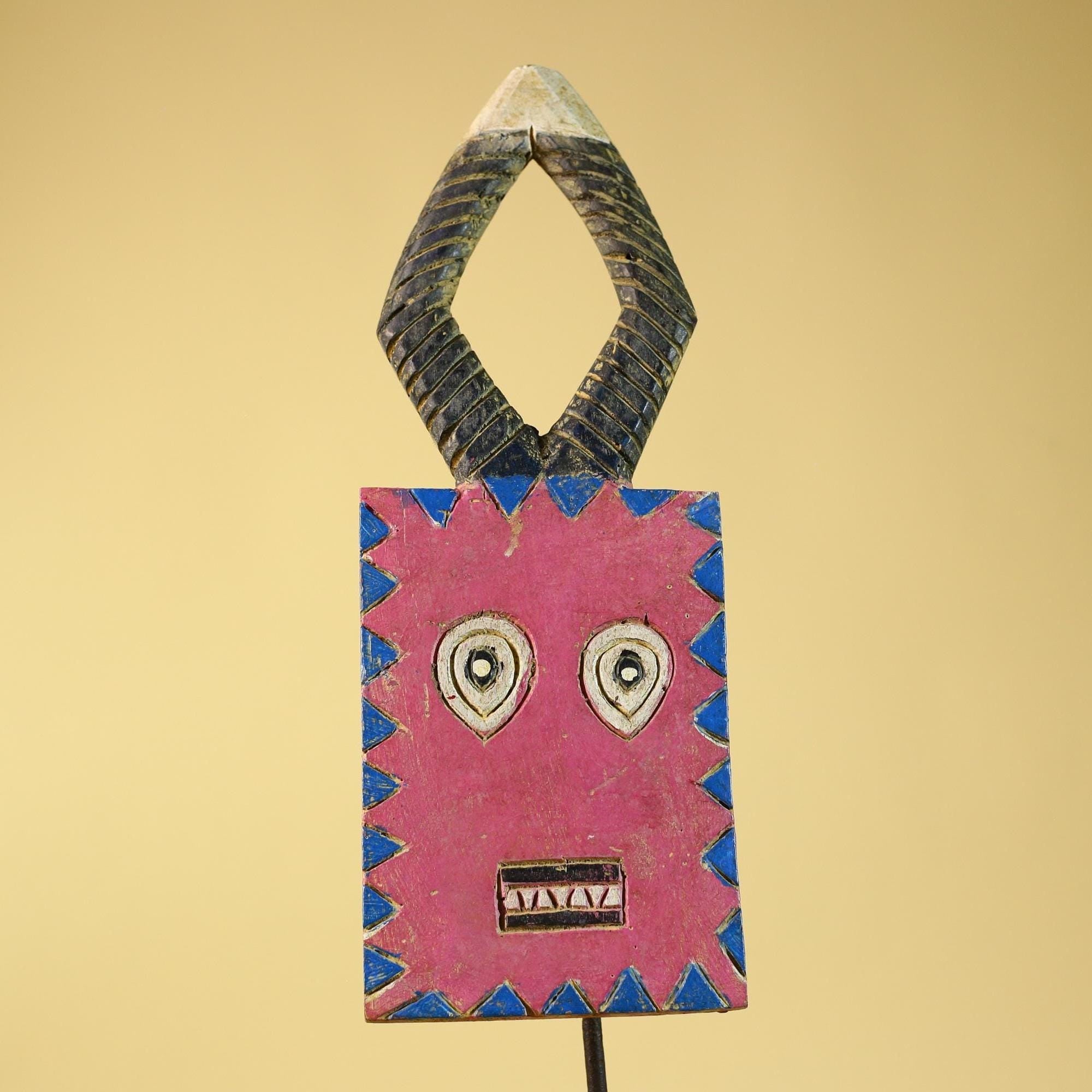 African Bwa Mask Painted Wood Tribal Handmade Vintage African Art-G6247