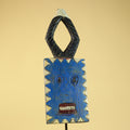 African Bwa Mask Blue Painted Wood Tribal Handmade Vintage African Art-G6248