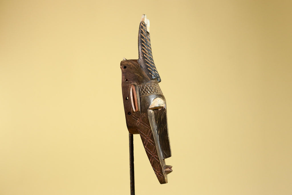 African Mask Bambara Hand Carved Wood Tribal Antelope African Art-G6251