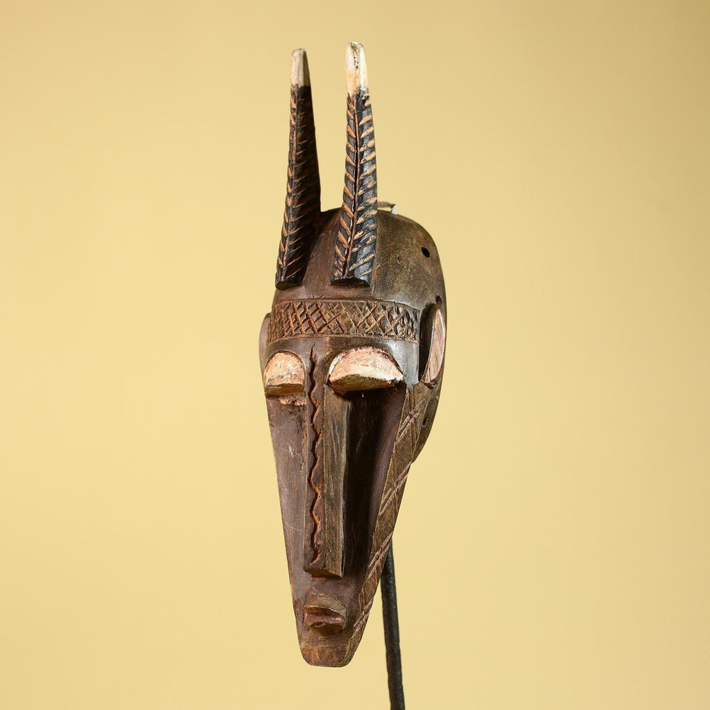 African Mask Bambara Hand Carved Wood Tribal Antelope African Art-G6251