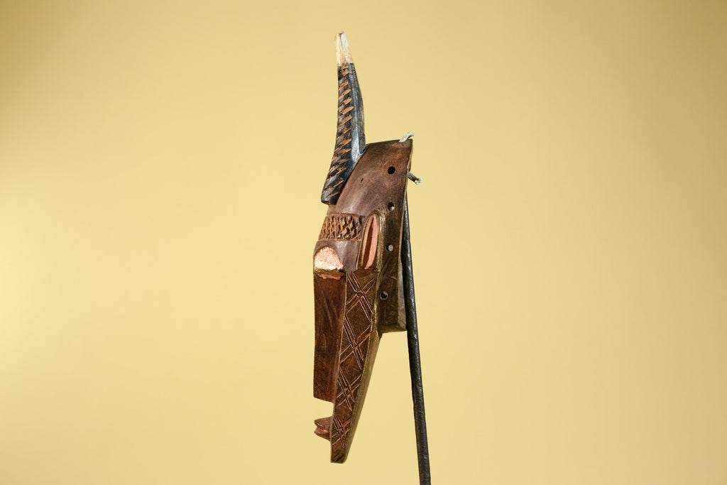 African Mask Bambara Hand Carved Wood Tribal Antelope African Art-G6251