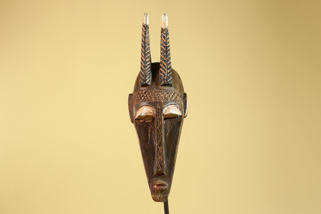 African Mask Bambara Hand Carved Wood Tribal Antelope African Art-G6251