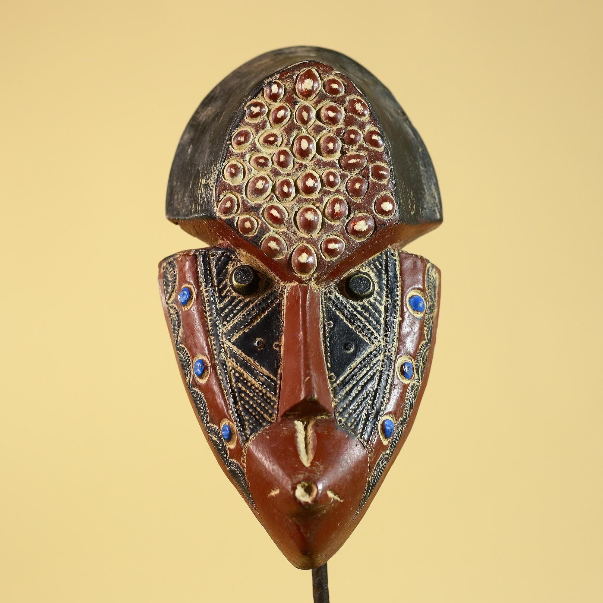 African Mask Hand Carved Wood Tribal Art Vintage African Decor-G6255