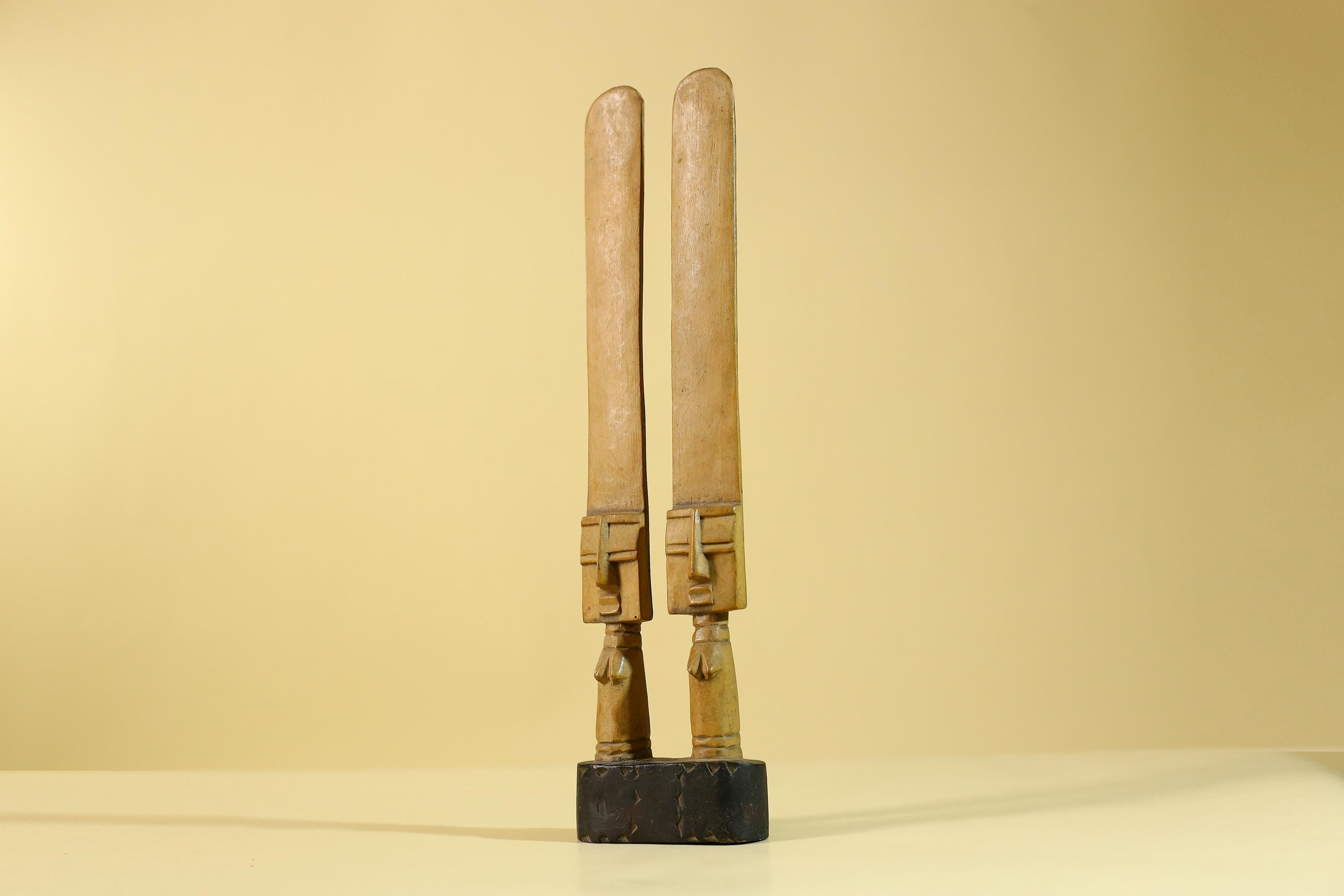 African Wooden Twin Figure Sculpture  Elongated Tribal Art, Hand Carved-G6256
