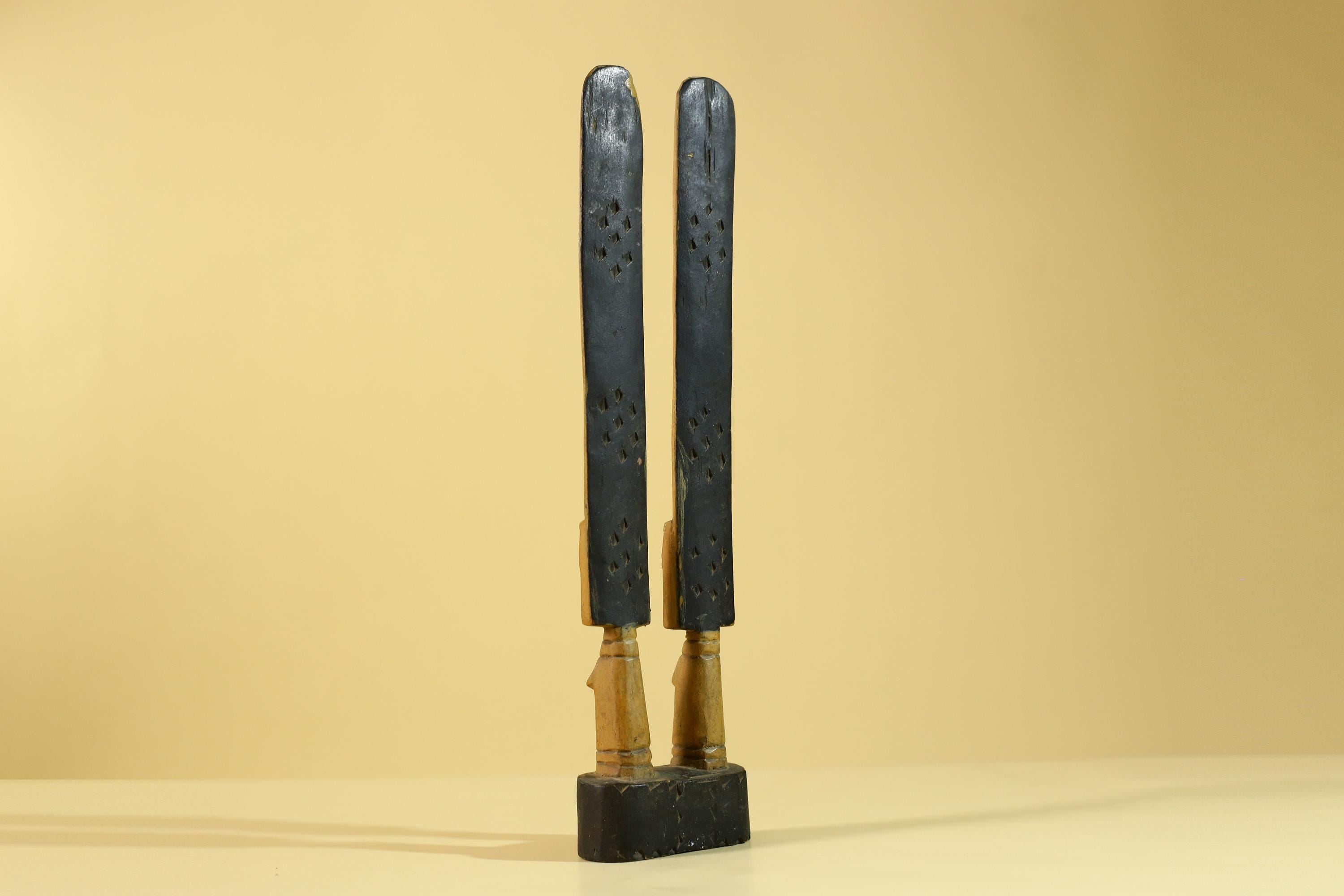African Wooden Twin Figure Sculpture  Elongated Tribal Art, Hand Carved-G6256