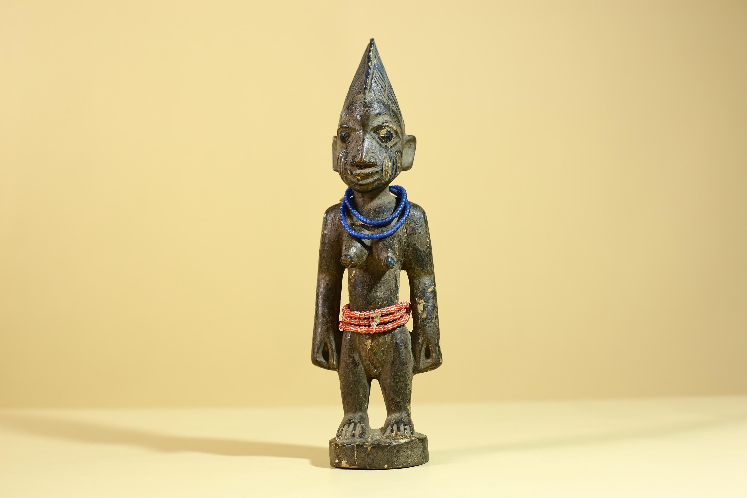 African Wooden Female Figure Sculpture Vintage Yoruba Tribal Art Decor-G6258