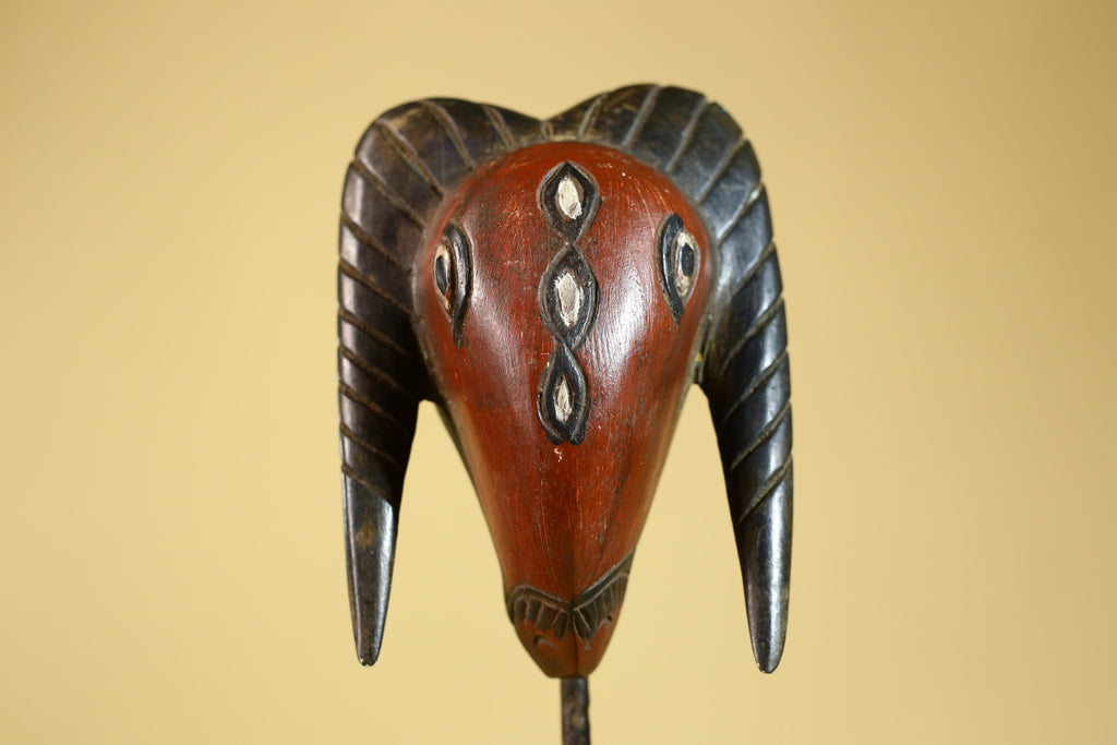 African Hand Carved Bwa Ram Mask Burkina Faso Tribal Art Sculpture-G6260