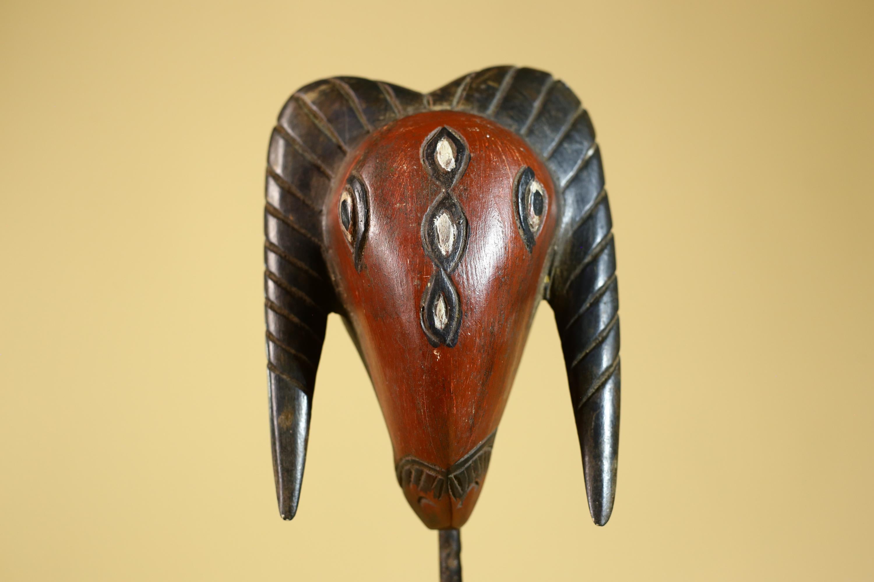 African Hand Carved Bwa Ram Mask Burkina Faso Tribal Art Sculpture-G6260