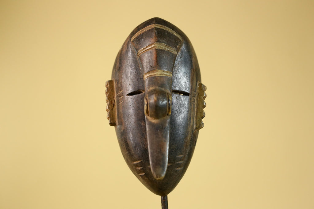 African Elongated Face Mask, Hand Carved Wooden Tribal Ritual Art- G6263
