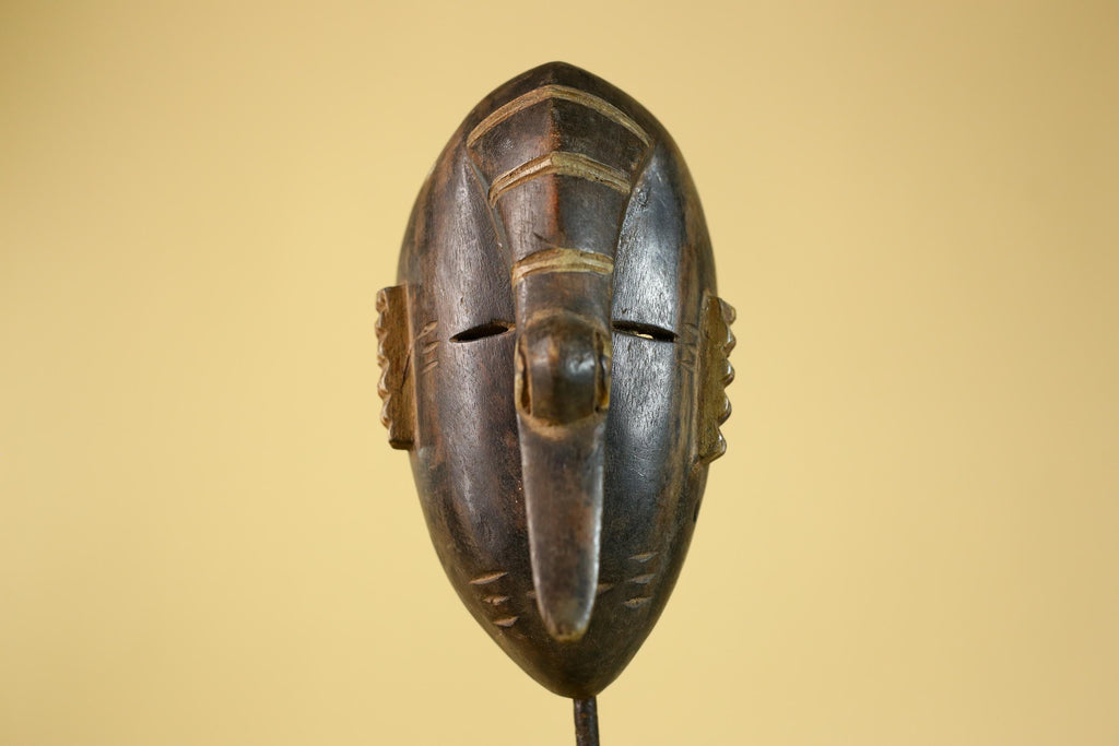 African Elongated Face Mask, Hand Carved Wooden Tribal Ritual Art- G6263