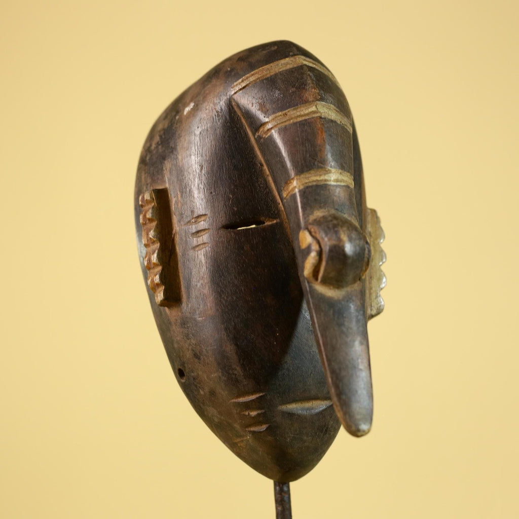 African Elongated Face Mask, Hand Carved Wooden Tribal Ritual Art- G6263