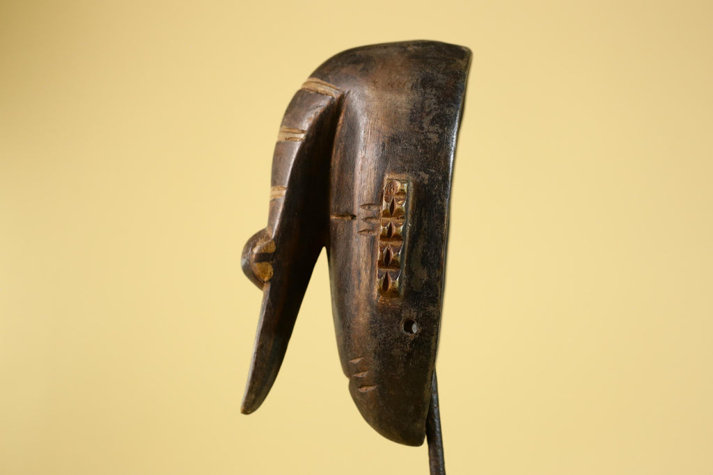 African Elongated Face Mask, Hand Carved Wooden Tribal Ritual Art- G6263