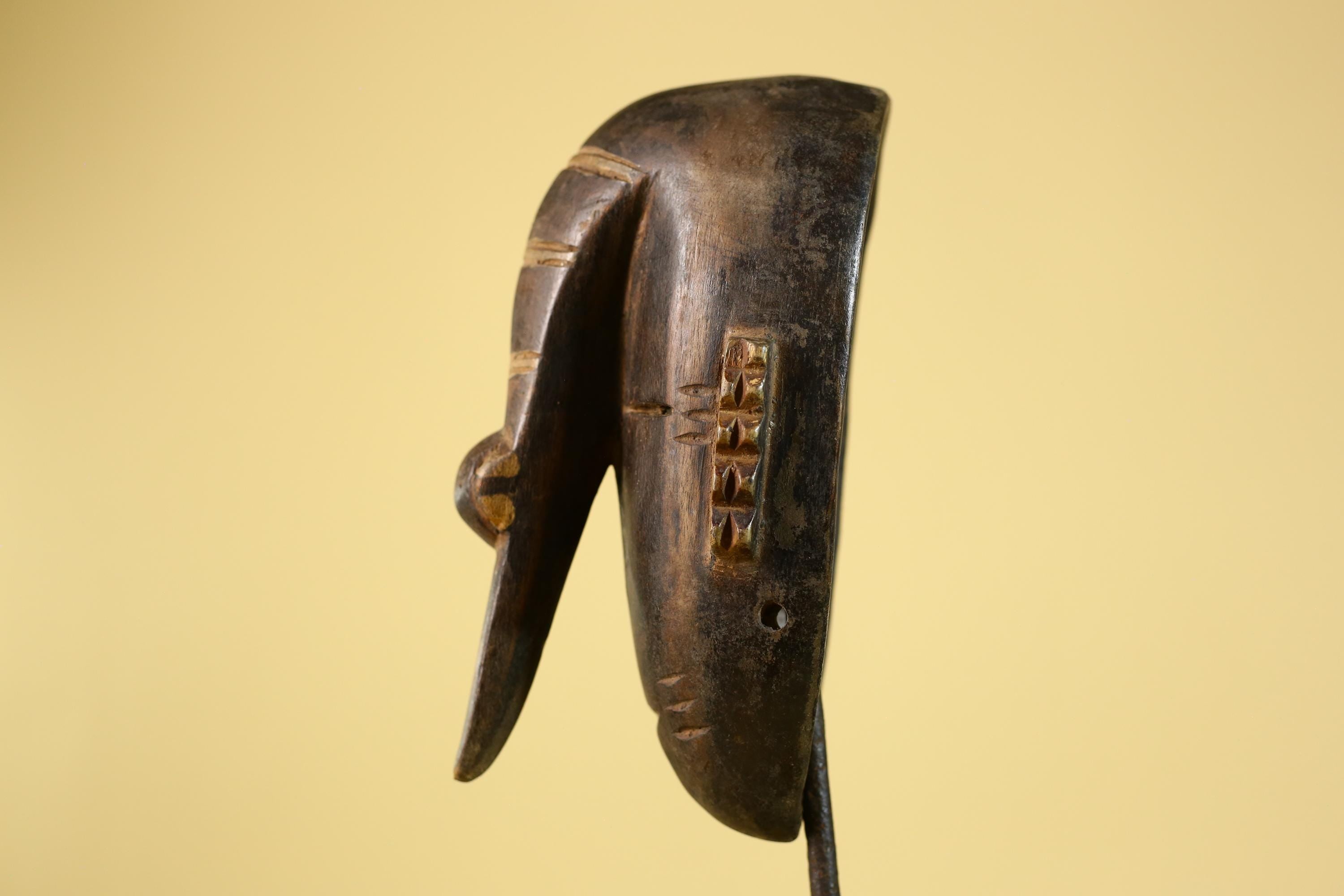 African Elongated Face Mask, Hand Carved Wooden Tribal Ritual Art- G6263