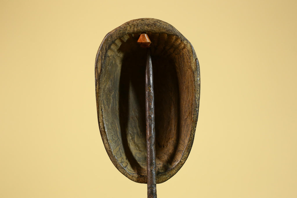 African Wooden Mask with Elongated Nose, Hand Carved Tribal Wood Art- G6264